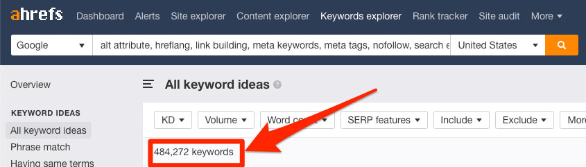 کلمات Ahref Keyword Explorer