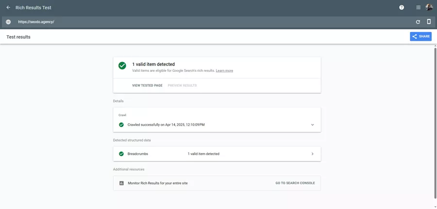 Google Rich Results Test