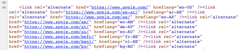 نمونه ای از hreflang