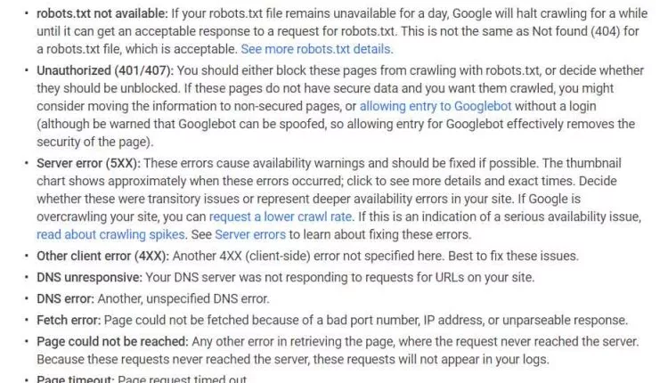 ارورهای رایج خزش در سرچ کنسول مانند robots.txt unavailable، خطای سرور و DNS error