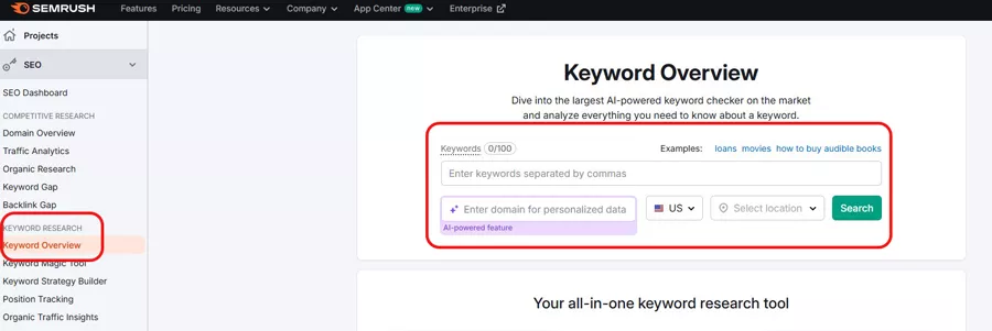 آموزش استفاده از SEMrush برای بررسی سختی کلمه کلیدی