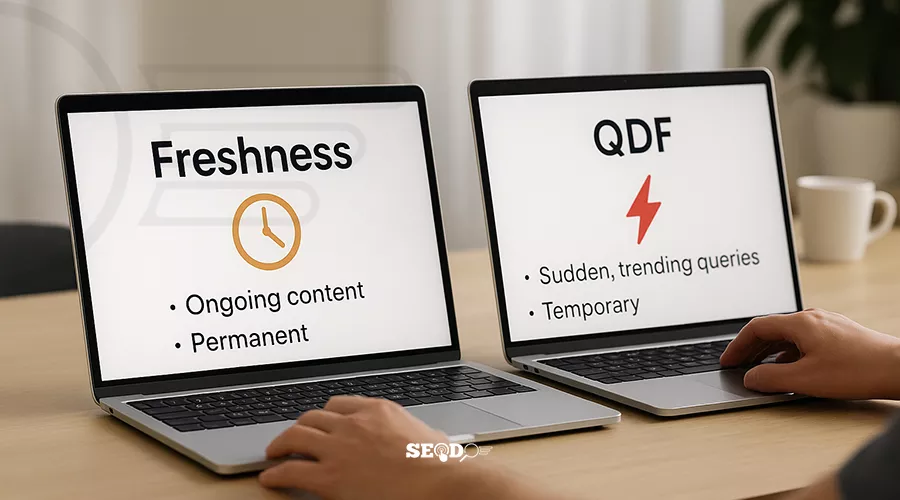 مقایسه الگوریتم تازگی محتوا گوگل و QDF در رتبهبندی نتایج جستجو